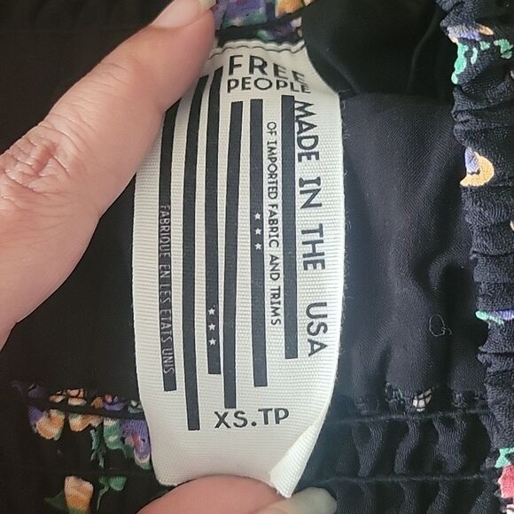 Free People BLK Floral Flowy Short Set Cottagecore Summer Festival XS Coquette - Picture 12 of 12